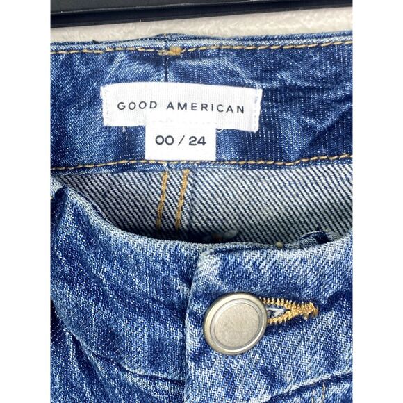 NWT Good American Classic Good Jeans Ankle Crop High Rise 00 / 24 Blue #3065 - Picture 7 of 14